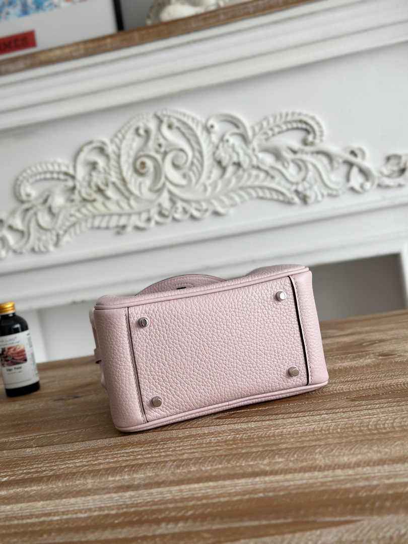 Hermes Lindy Mini Bag Togo Leather Light Pink Purple Silver H68616 - Default Title - View 4