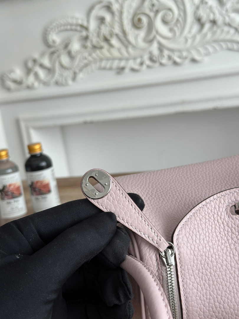 Hermes Lindy Mini Bag Togo Leather Light Pink Purple Silver H68616 - Default Title - View 5
