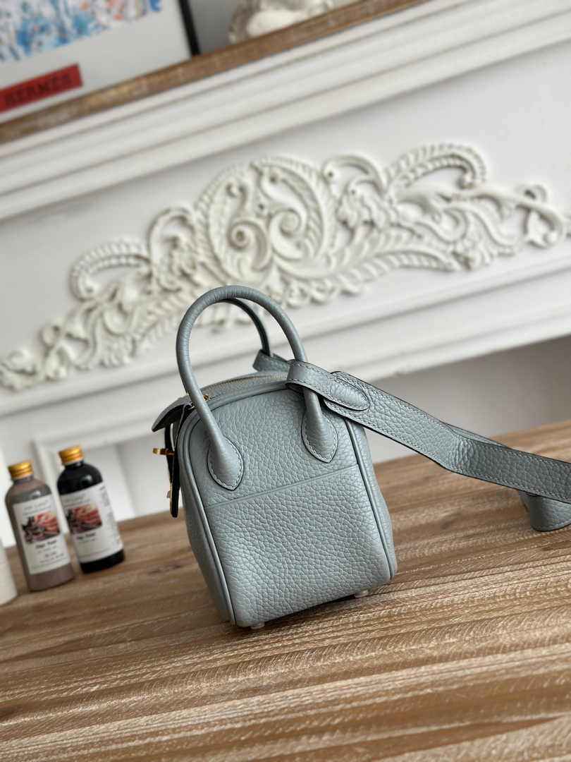 Hermes Lindy Mini Bag Togo Leather Light Blue Gold H68618 - Default Title - View 2