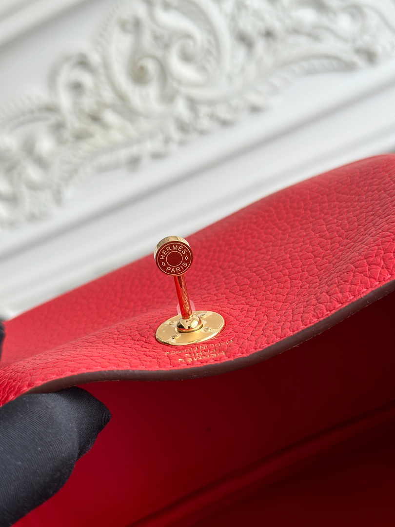 Hermes Lindy Mini Bag Togo Leather Red Gold H68620 - Default Title - View 8