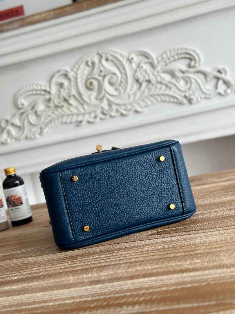 Hermes Lindy Mini Bag Togo Leather Dark Blue Gold H68621 - Default Title - View 4