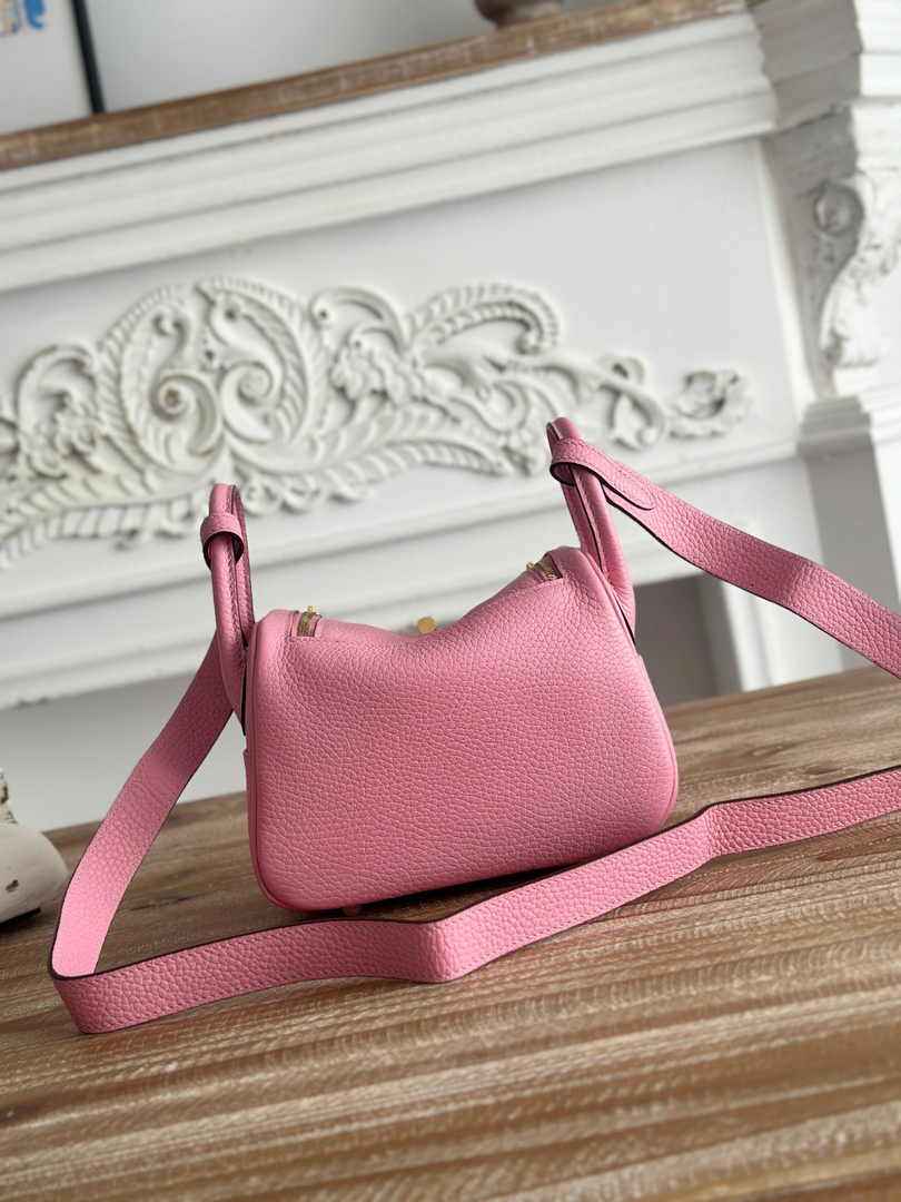 Hermes Lindy Mini Bag Togo Leather Pink Gold H68626 - Default Title - View 3