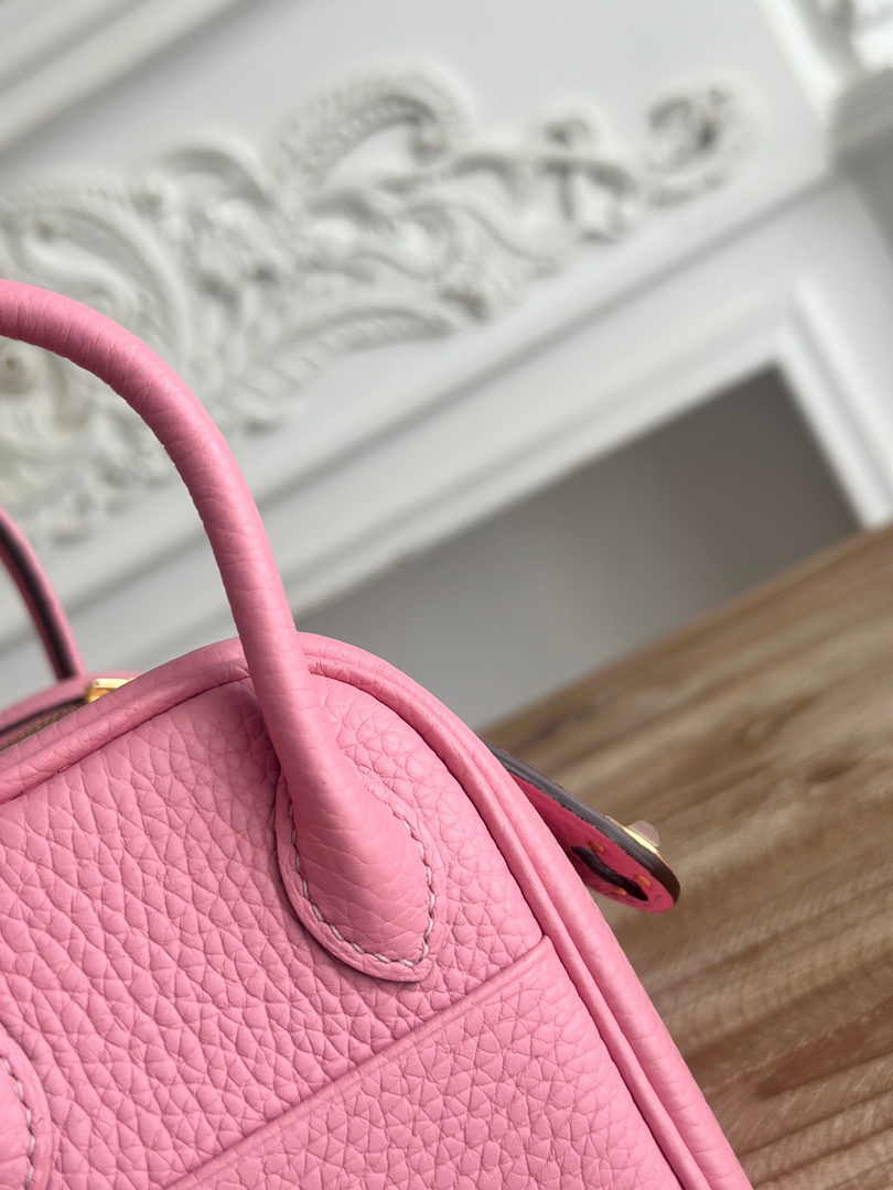 Hermes Lindy Mini Bag Togo Leather Pink Gold H68626 - Default Title - View 6