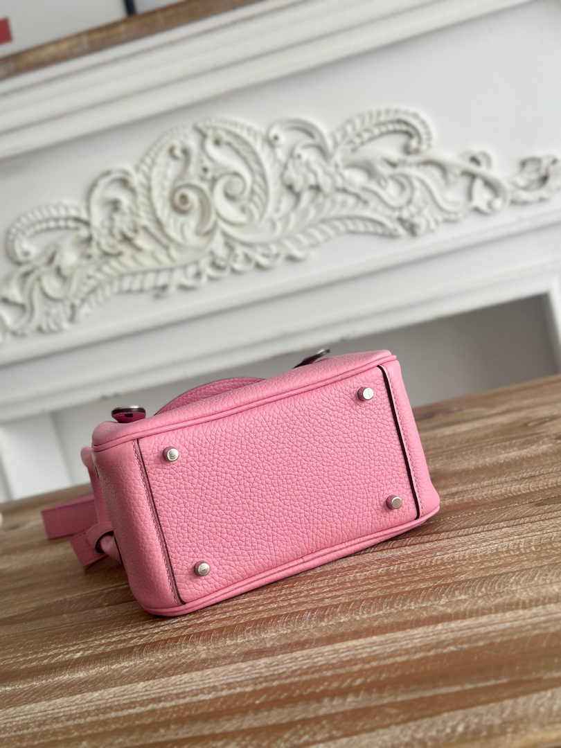 Hermes Lindy Mini Bag Togo Leather Pink Silver H68627 - Default Title - View 4