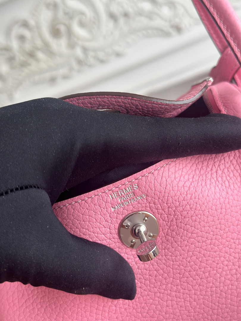 Hermes Lindy Mini Bag Togo Leather Pink Silver H68627 - Default Title - View 7