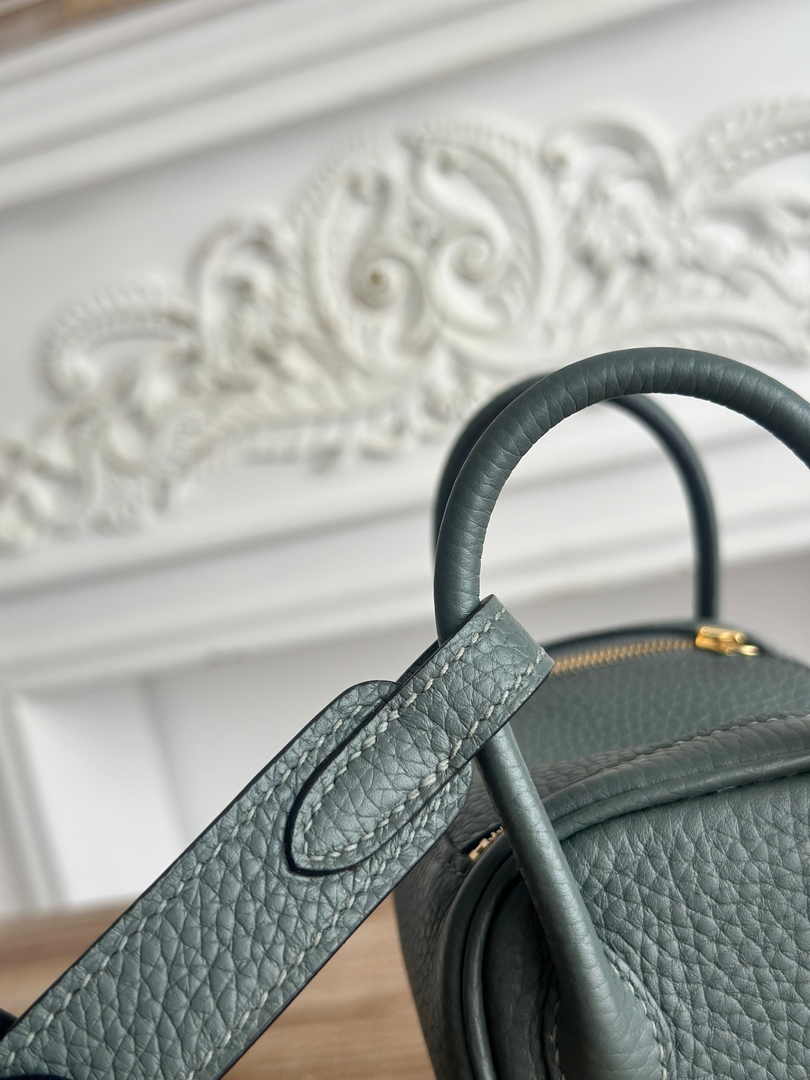 Hermes Lindy Mini Bag Togo Leather Dark Green Gold H68628 - Default Title - View 6