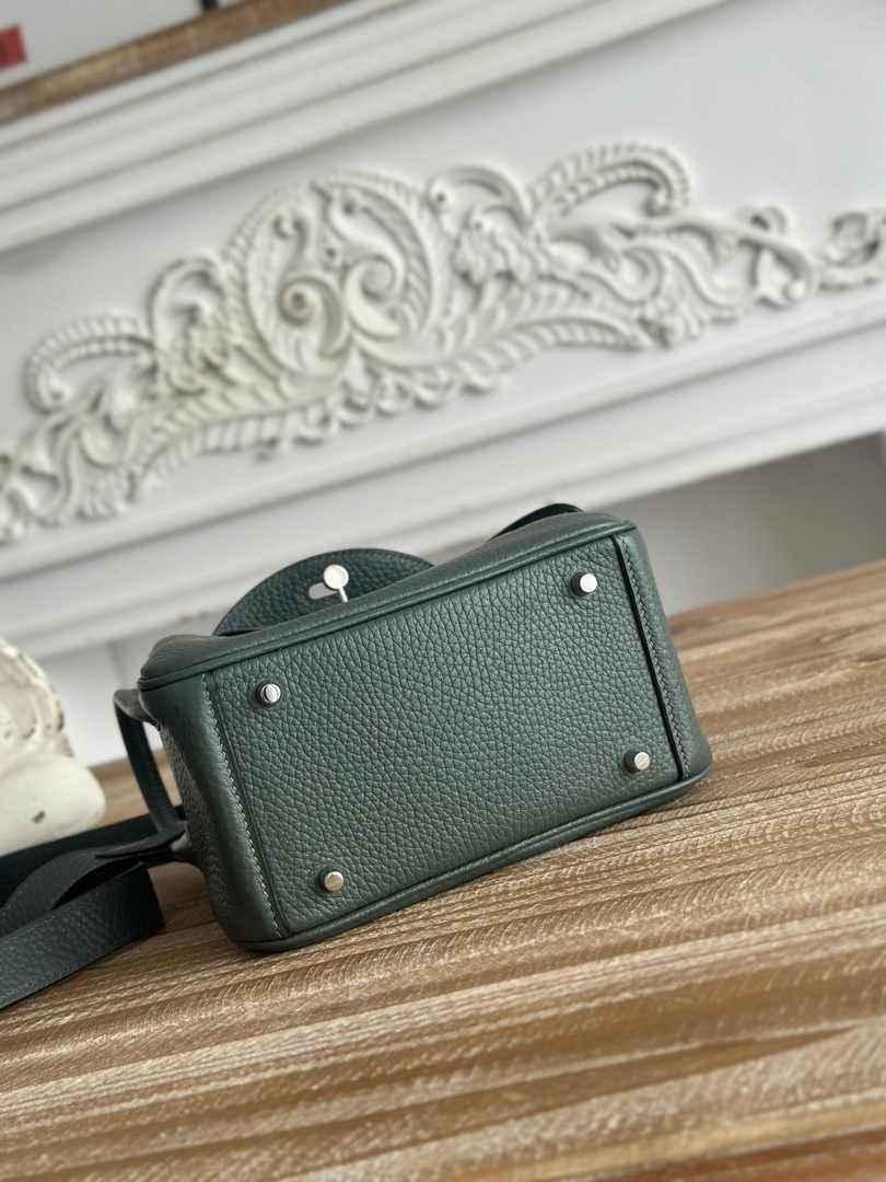 Hermes Lindy Mini Bag Togo Leather Dark Green Silver H68629 - Default Title - View 4