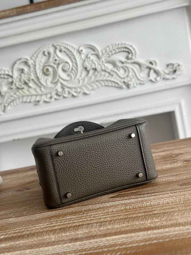 Hermes Lindy Mini Bag Togo Leather Dark Gray Silver H68631 - Default Title - View 4