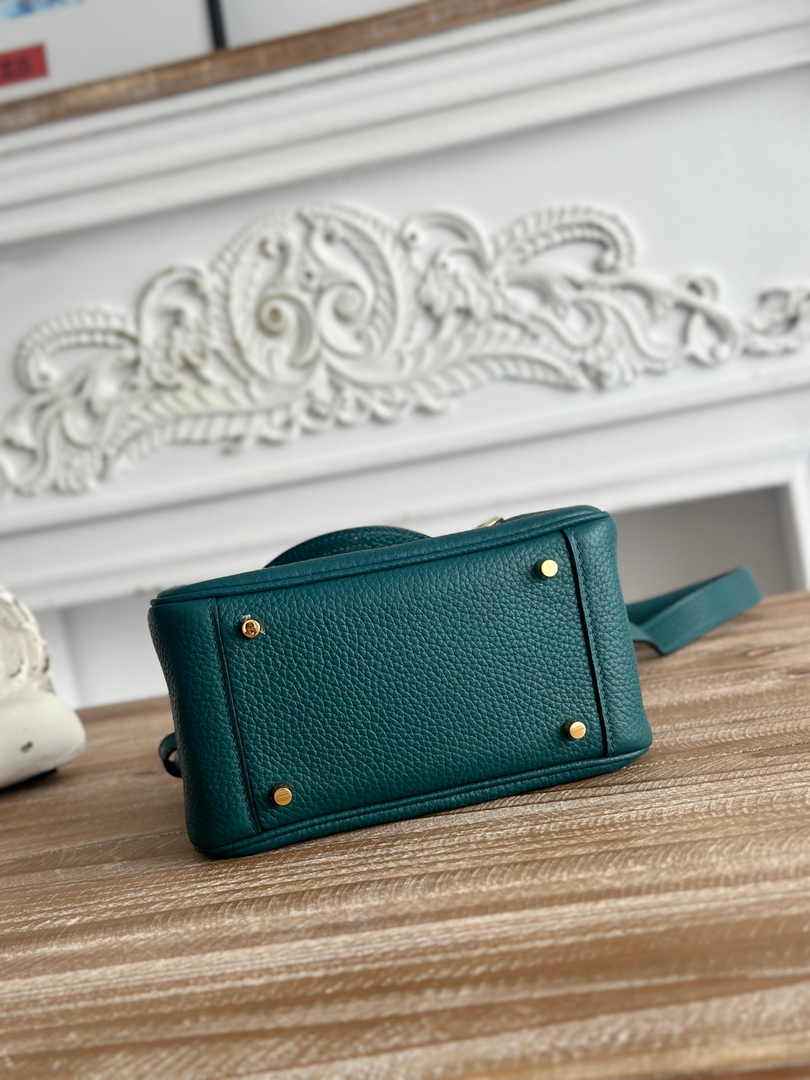 Hermes Lindy Mini Bag Green Togo Leather Gold H68632 - Default Title - View 4