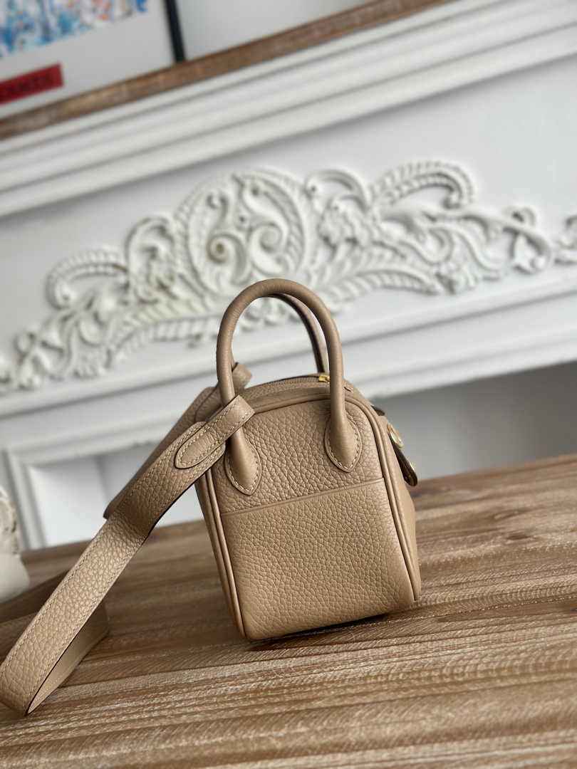 Hermes Lindy Mini Bag Khaki Togo Leather Gold H68634 - Default Title - View 2