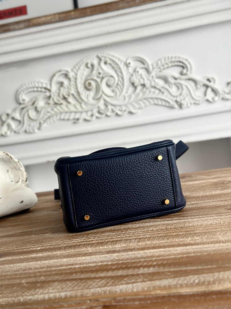 Hermes Lindy Mini Bag Navy Blue Togo Leather Gold H68636 - Default Title - View 8