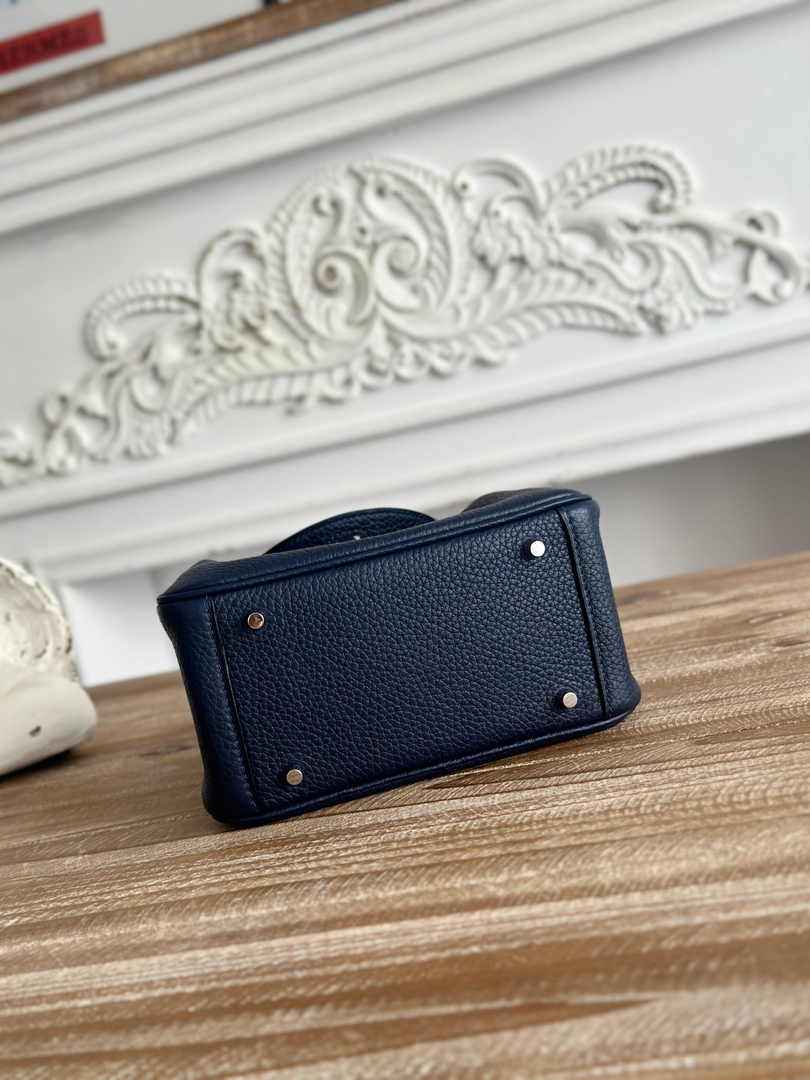 Hermes Lindy Mini Bag Navy Blue Togo Leather Silver H68637 - Default Title - View 4