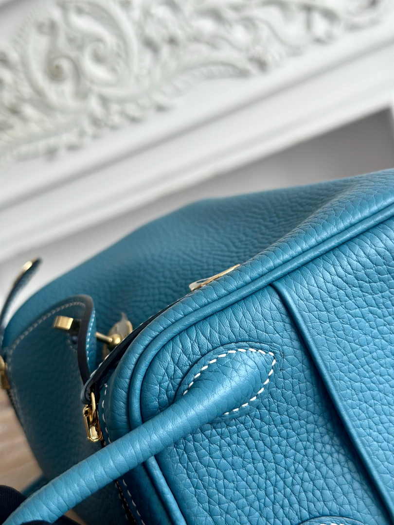 Hermes Lindy Mini Bag Blue Togo Leather Gold H68642 - Default Title - View 6