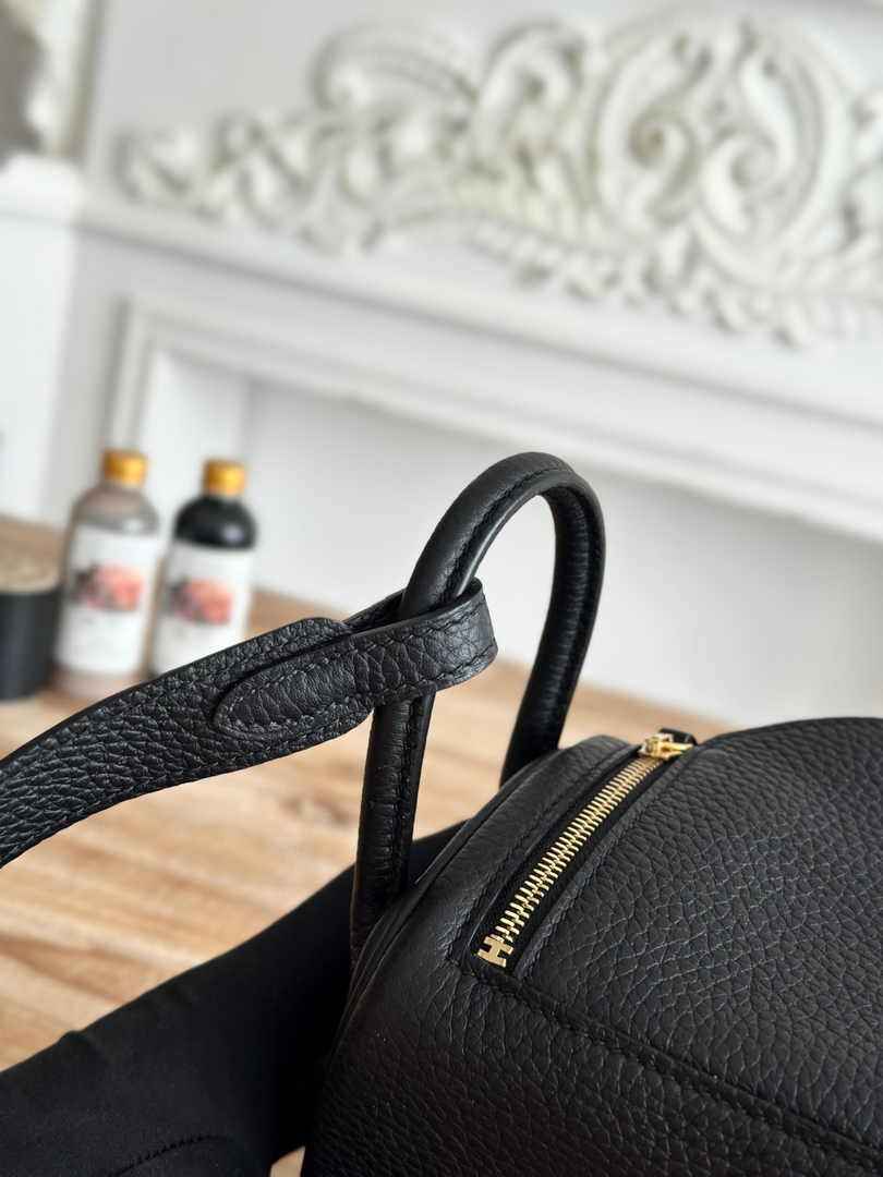 Hermes Lindy Mini Bag Black Togo Leather Gold H68644 - Default Title - View 4