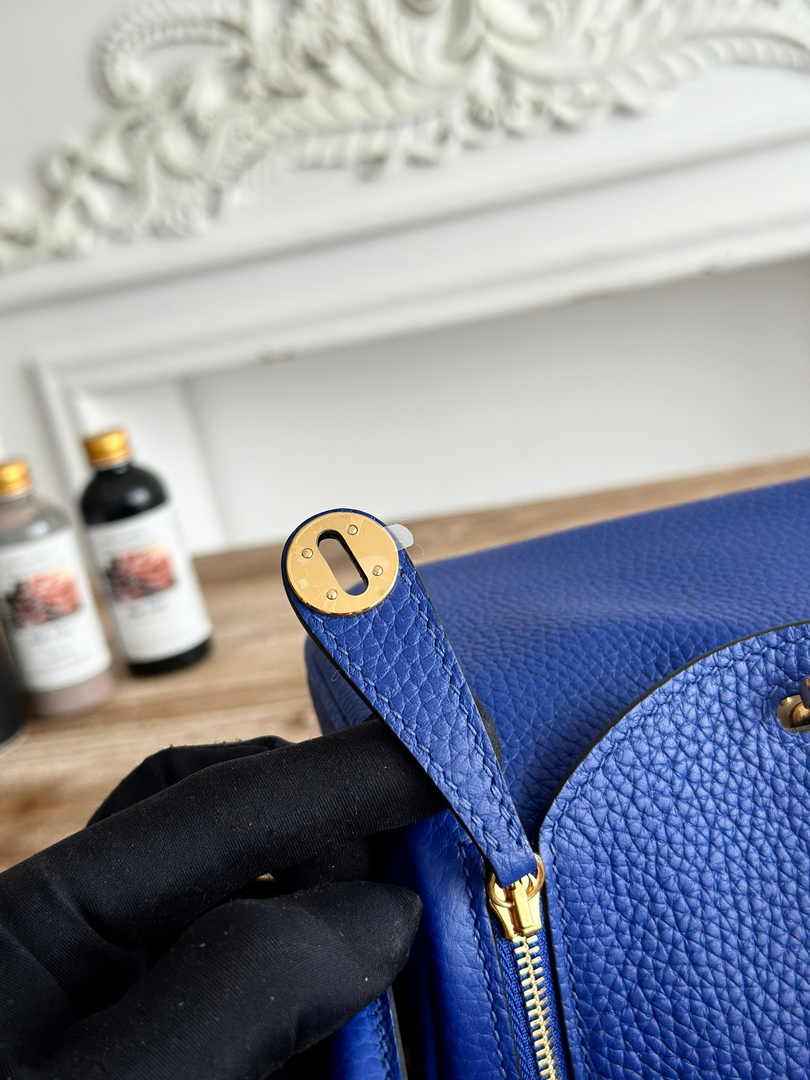 Hermes Lindy Mini Bag Dark Blue Togo Leather Gold H68646 - Default Title - View 5
