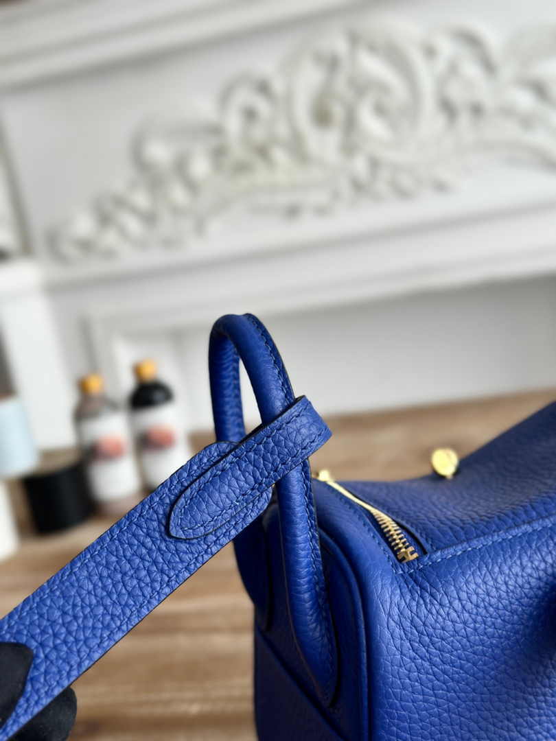 Hermes Lindy Mini Bag Dark Blue Togo Leather Gold H68646 - Default Title - View 6