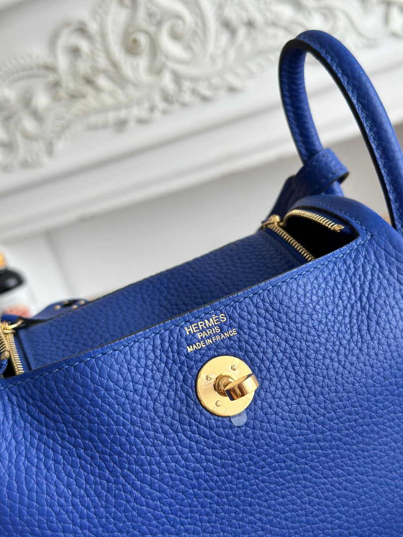 Hermes Lindy Mini Bag Dark Blue Togo Leather Gold H68646 - Default Title - View 7