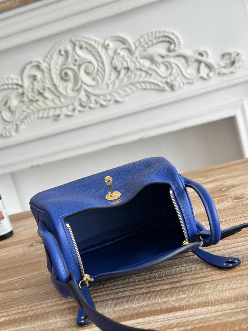 Hermes Lindy Mini Bag Dark Blue Togo Leather Gold H68646 - Default Title - View 9