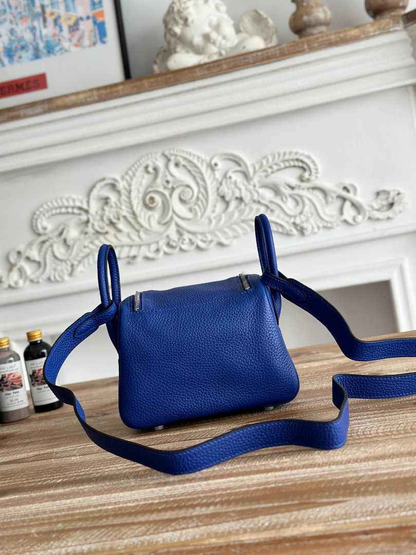Hermes Lindy Mini Bag Dark Blue Togo Leather Silver H68647 - Default Title - View 3