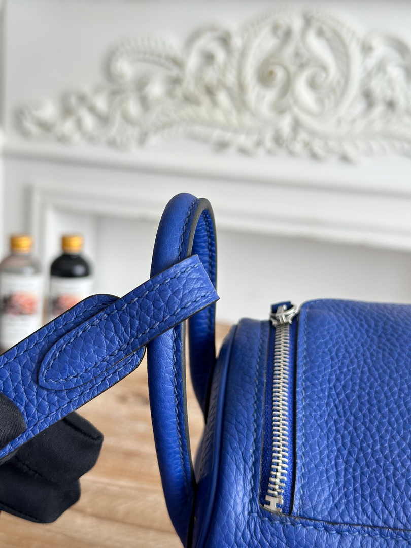 Hermes Lindy Mini Bag Dark Blue Togo Leather Silver H68647 - Default Title - View 5
