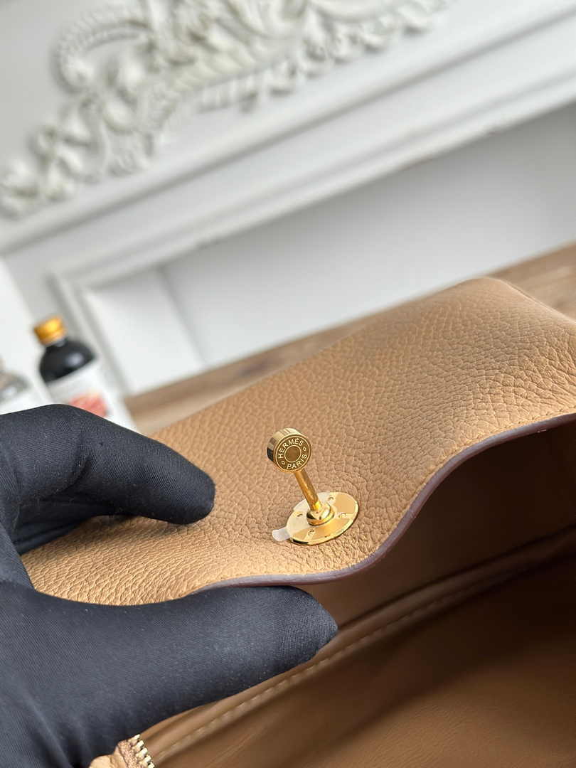 Hermes Lindy Mini Bag Apricot Togo Leather Gold H68648 - Default Title - View 8