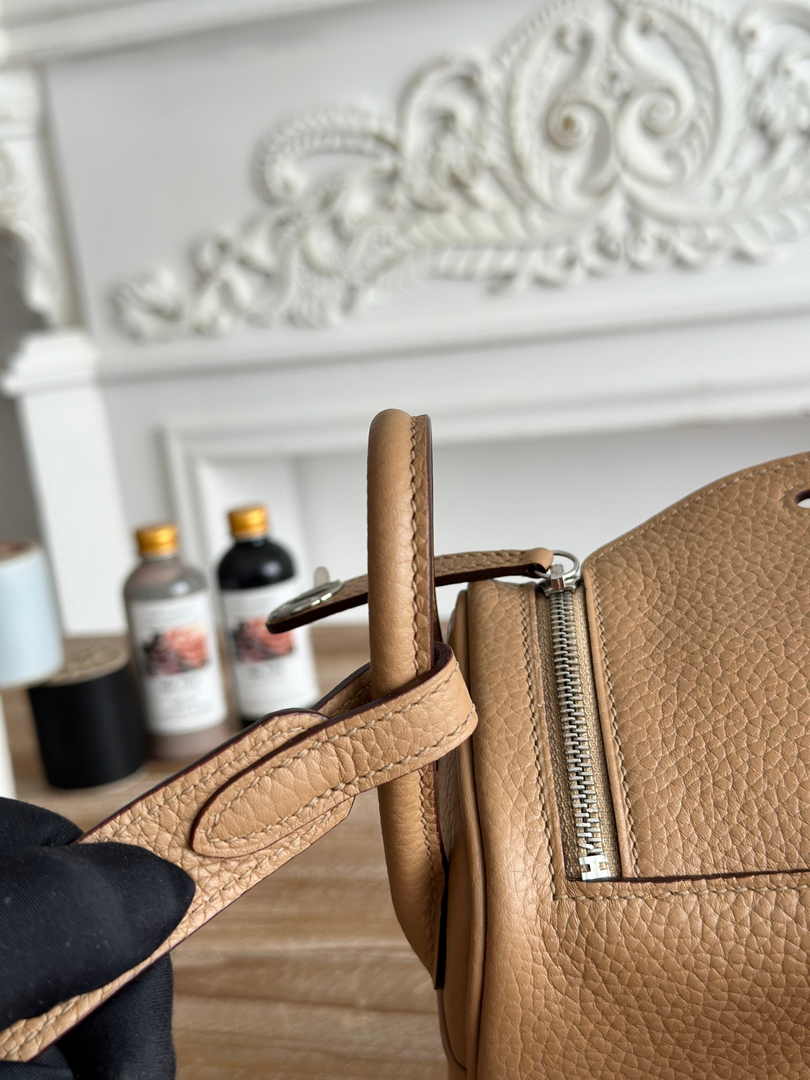 Hermes Lindy Mini Bag Apricot Togo Leather Silver H68649 - Default Title - View 6