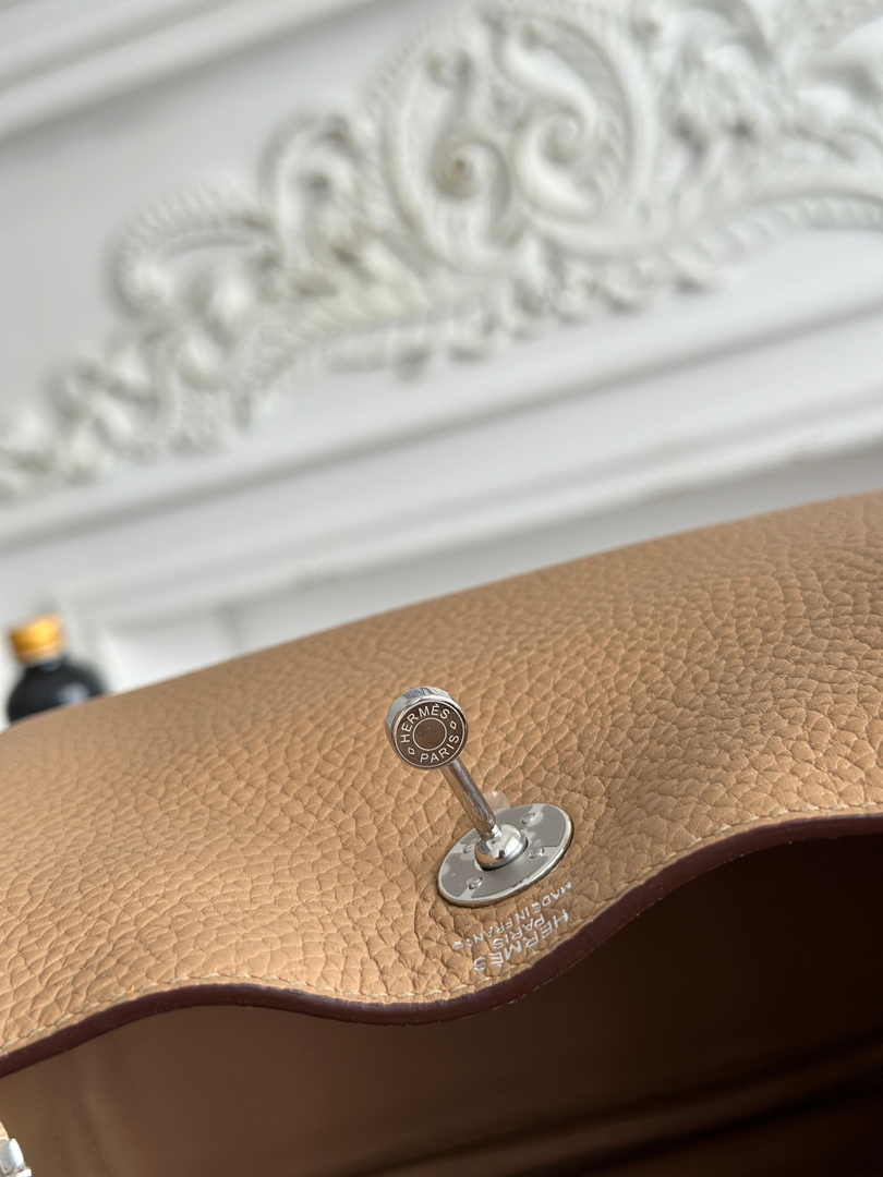 Hermes Lindy Mini Bag Apricot Togo Leather Silver H68649 - Default Title - View 7