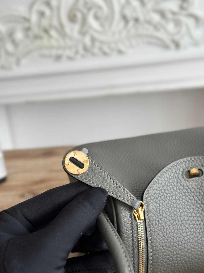 Hermes Lindy Mini Bag Dark Green Togo Leather Gold H68650 - Default Title - View 6