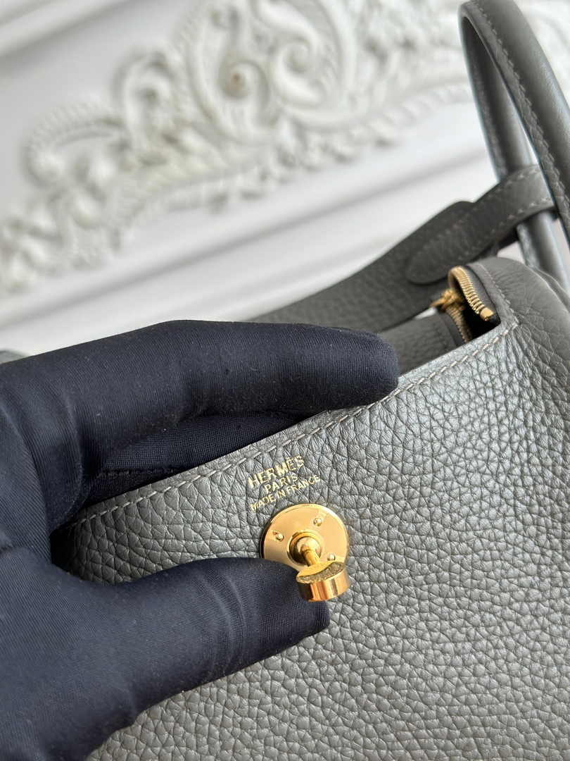 Hermes Lindy Mini Bag Dark Green Togo Leather Gold H68650 - Default Title - View 7