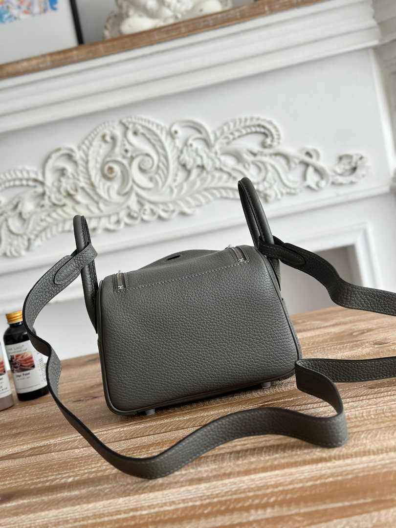 Hermes Lindy Mini Bag Dark Green Togo Leather Silver H68651 - Default Title - View 3