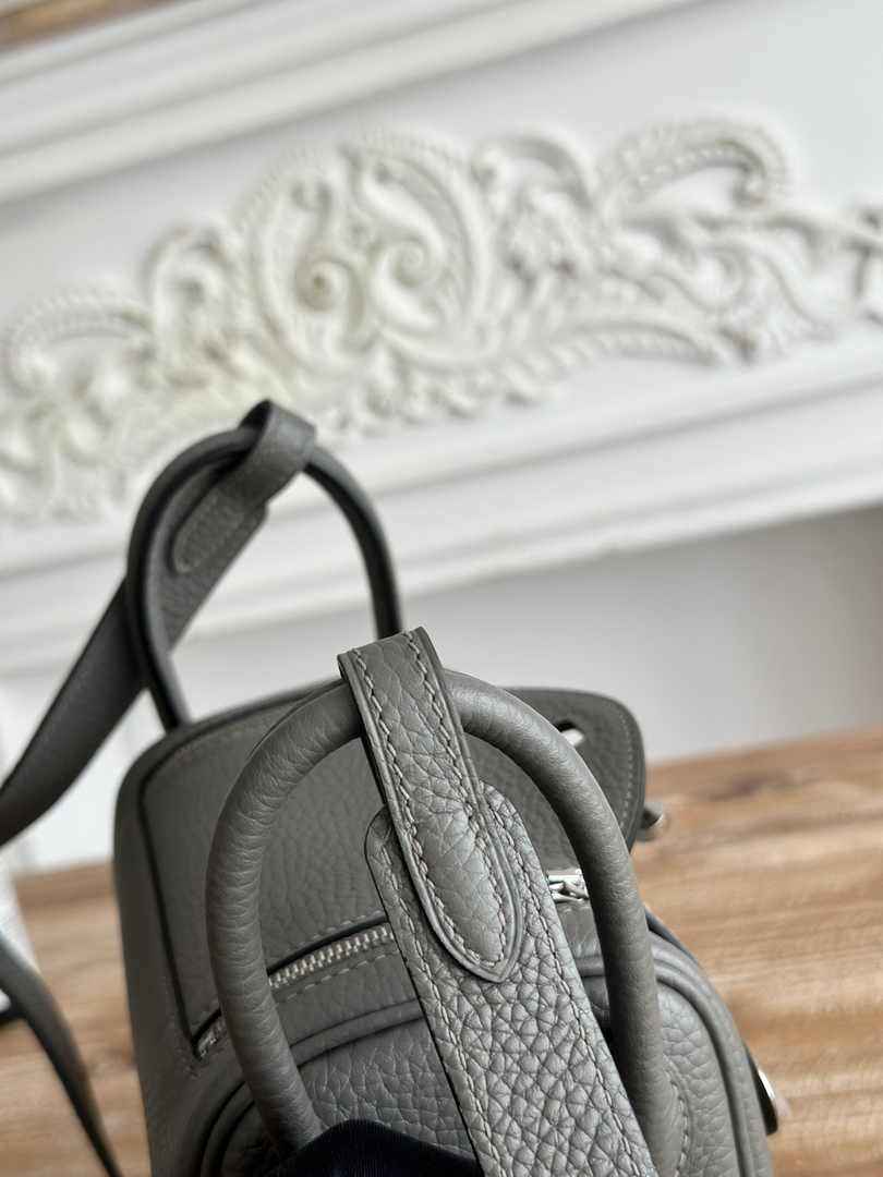 Hermes Lindy Mini Bag Dark Green Togo Leather Silver H68651 - Default Title - View 5