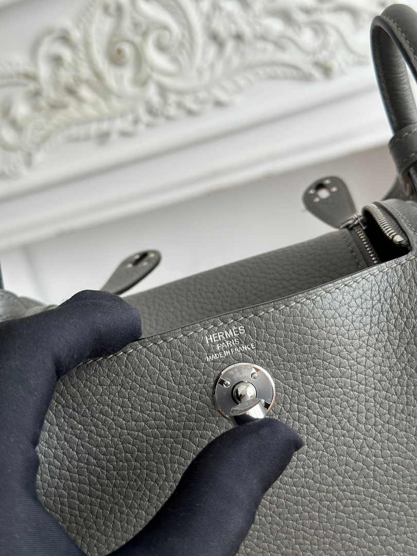Hermes Lindy Mini Bag Dark Green Togo Leather Silver H68651 - Default Title - View 8