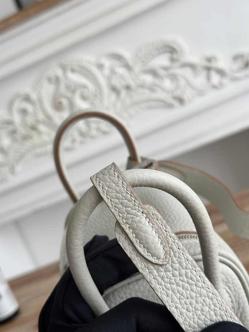 Hermes Lindy Mini Bag Light Gray Togo Leather Silver H68653 - Default Title - View 6