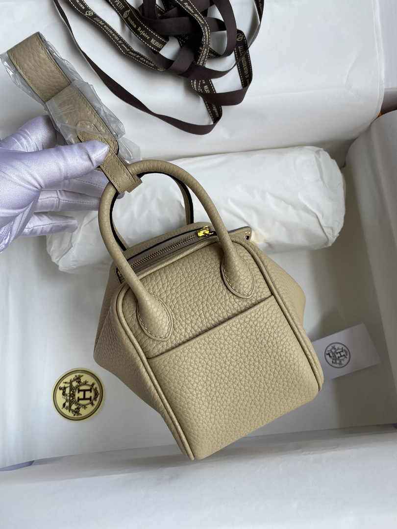 Hermes Lindy Mini Bag Apricot Togo Leather Gold Hardware H8618 - Default Title - View 5