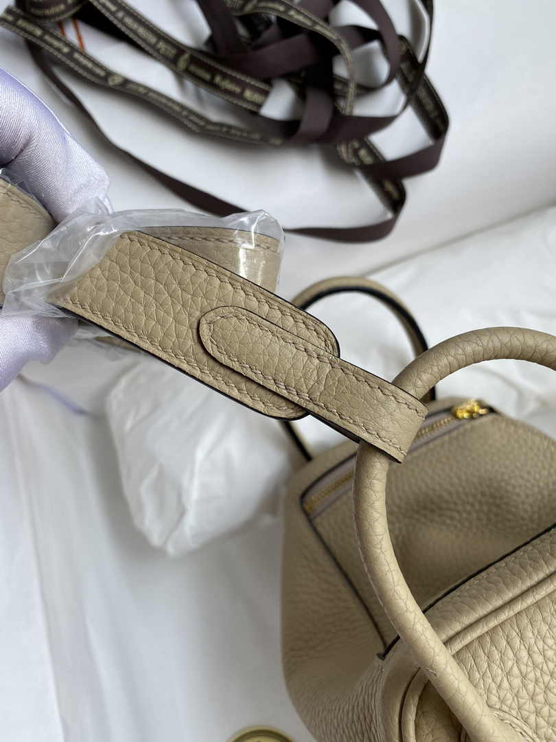 Hermes Lindy Mini Bag Apricot Togo Leather Gold Hardware H8618 - Default Title - View 6