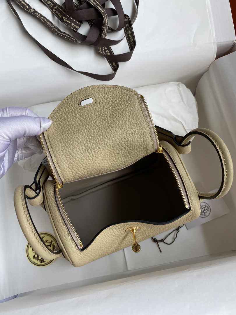 Hermes Lindy Mini Bag Apricot Togo Leather Gold Hardware H8618 - Default Title - View 3