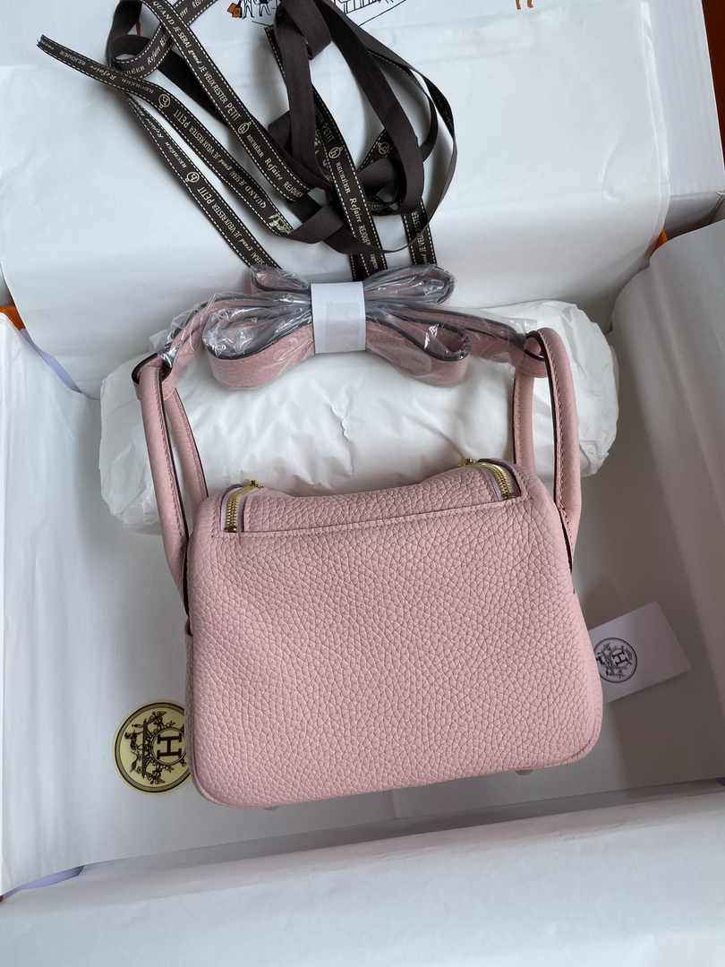 Hermes Lindy Mini Bag Pink Togo Leather Gold Hardware H8622 - Default Title - View 2