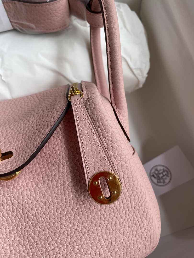 Hermes Lindy Mini Bag Pink Togo Leather Gold Hardware H8622 - Default Title - View 5