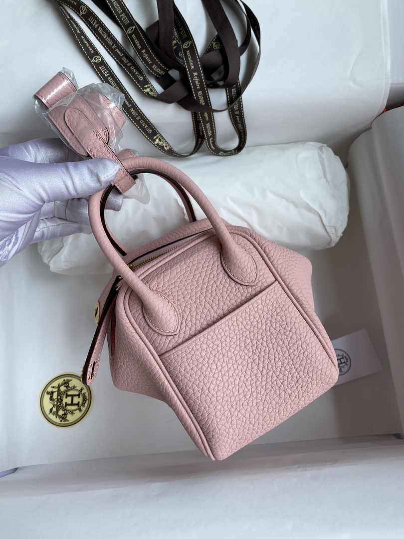 Hermes Lindy Mini Bag Pink Togo Leather Gold Hardware H8622 - Default Title - View 3
