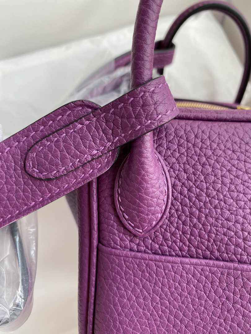 Hermes Lindy Mini Bag Purple Togo Leather Gold Hardware H8628 - Default Title - View 5