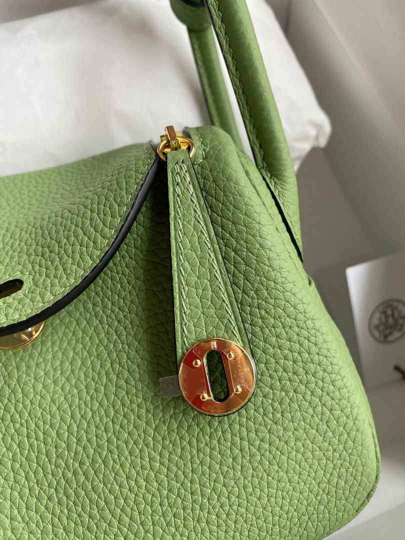 Hermes Lindy Mini Bag Green Togo Leather Gold Hardware H8630 - Default Title - View 4