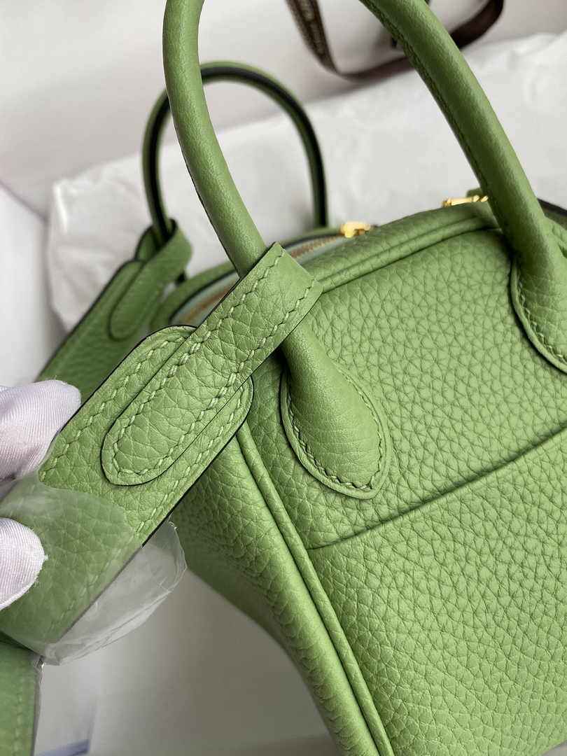 Hermes Lindy Mini Bag Green Togo Leather Gold Hardware H8630 - Default Title - View 5