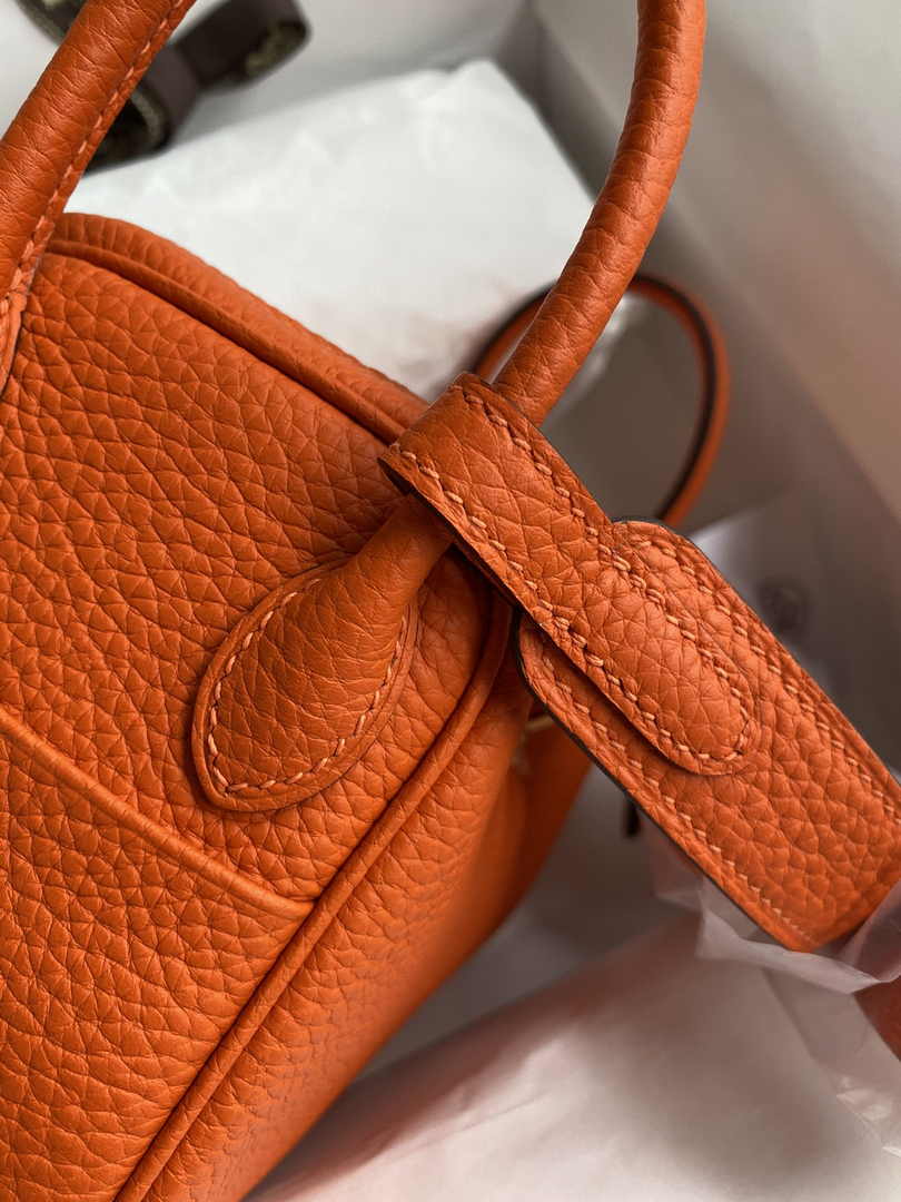 Hermes Lindy Mini Bag Orange Togo Leather Gold Hardware H8632 - Default Title - View 5