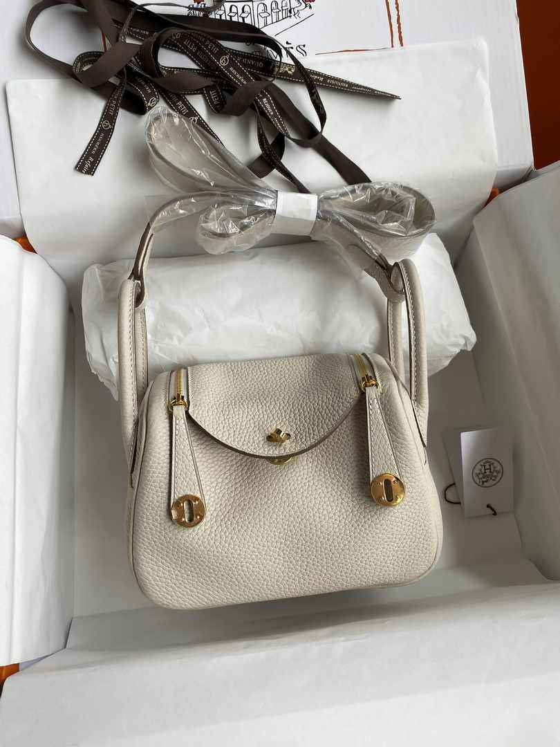 Hermes Lindy Mini Bag Beige Togo Leather Gold Hardware H8638 - Default Title - View 1