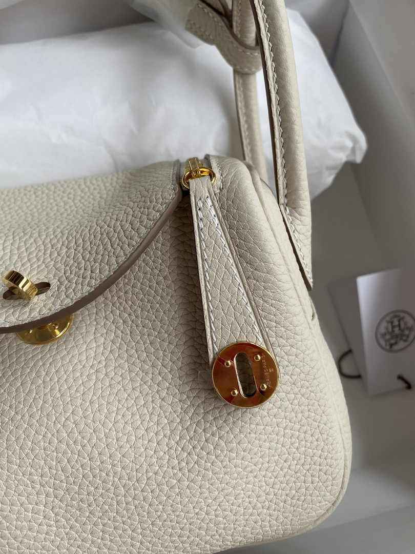 Hermes Lindy Mini Bag Beige Togo Leather Gold Hardware H8638 - Default Title - View 5