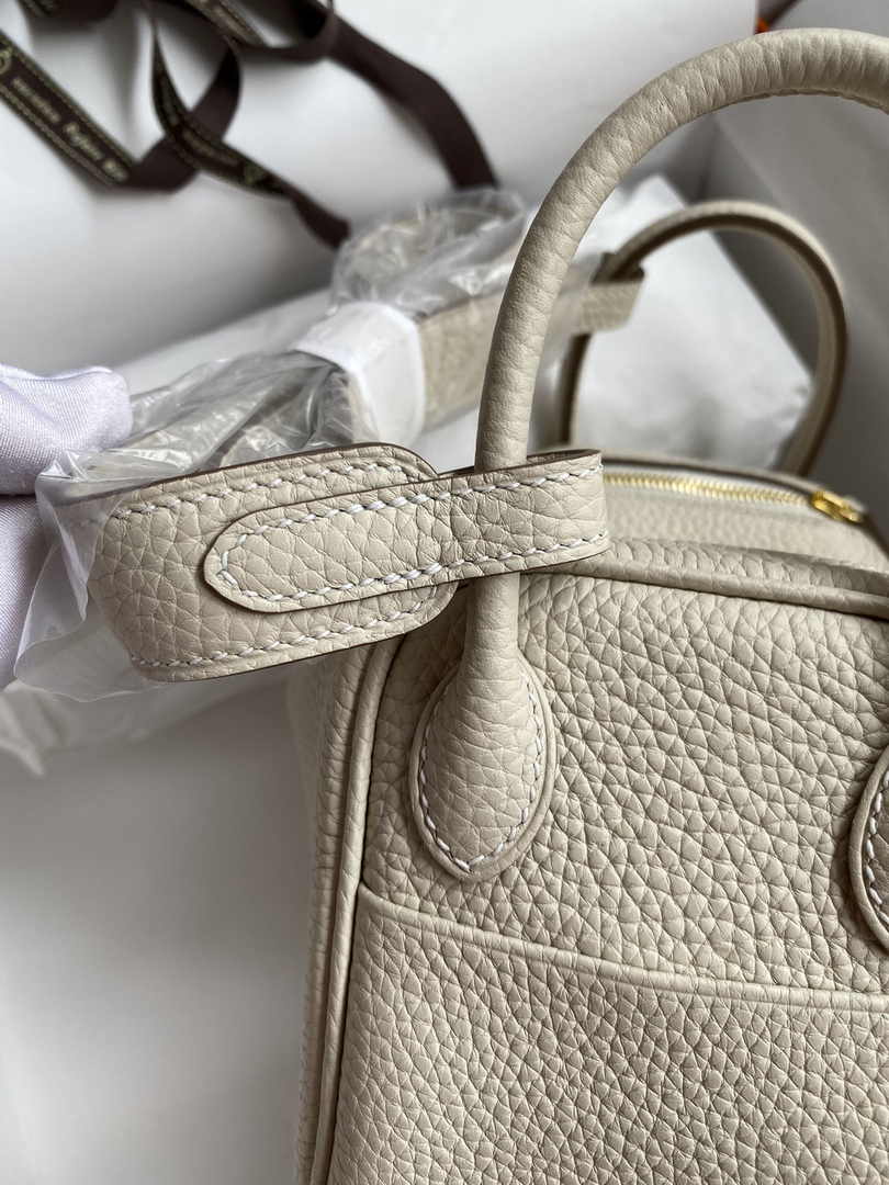 Hermes Lindy Mini Bag Beige Togo Leather Gold Hardware H8638 - Default Title - View 6
