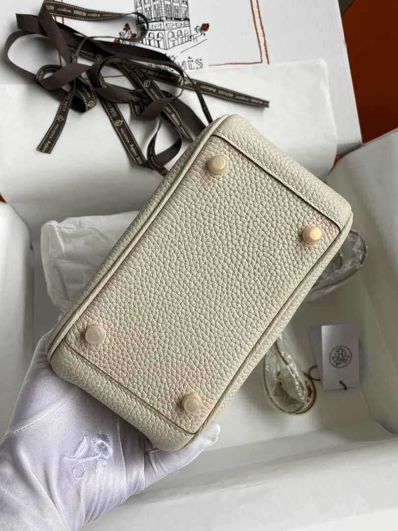 Hermes Lindy Mini Bag Beige Togo Leather Gold Hardware H8638 - Default Title - View 3