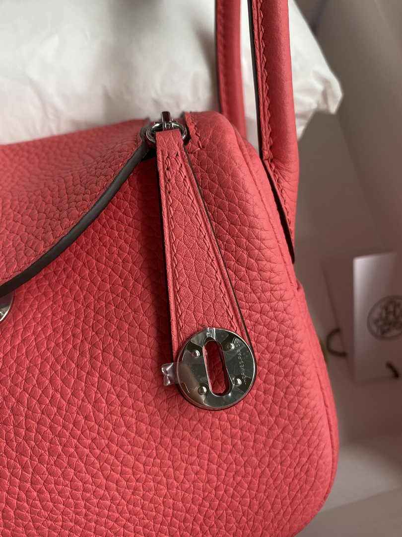 Hermes Lindy Mini Bag Pink Togo Leather Pink Hardware H8643 - Default Title - View 5