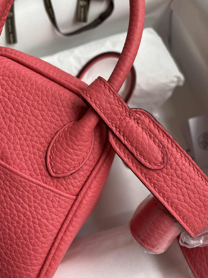 Hermes Lindy Mini Bag Pink Togo Leather Pink Hardware H8643 - Default Title - View 7