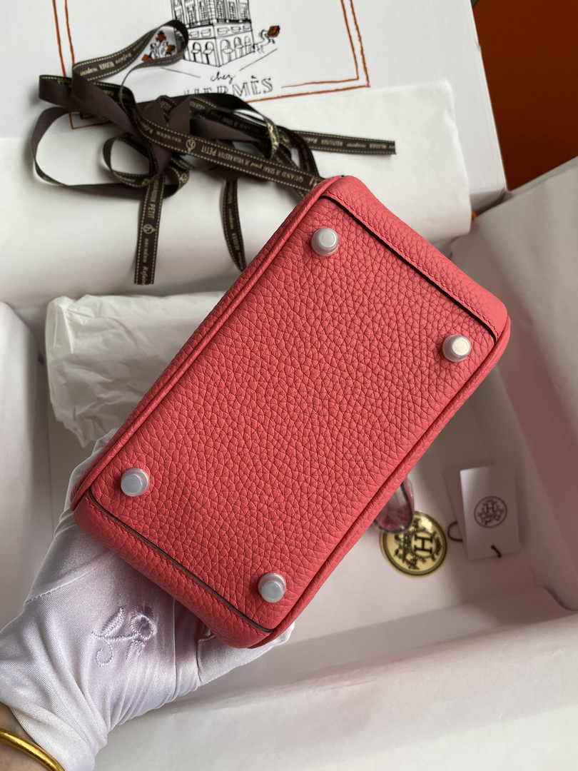 Hermes Lindy Mini Bag Pink Togo Leather Pink Hardware H8643 - Default Title - View 3